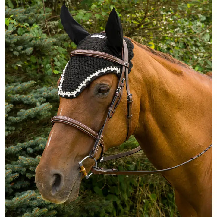 Equine Couture Fly Bonnet with Pearls and Crystals