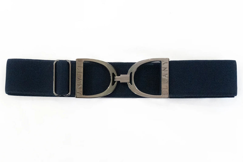 Navy - 1.5" Gunmetal Stirrup Elastic Belt