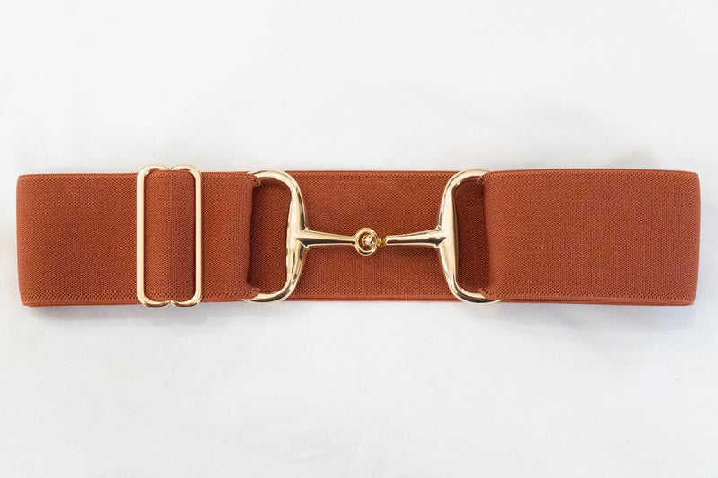 Rust - 2" Gold Snaffle Elastic Belt