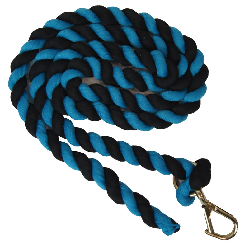 Shires Cotton Rope Lead - Two Tone Black/Teal